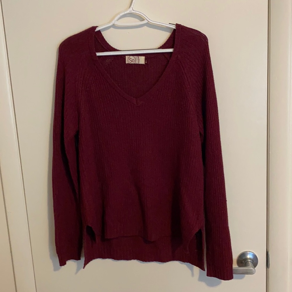 Burgundy v-neck sweater